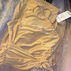 Never worn nude tie front dress